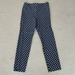 Krazy Larry brand stretch pants size 14 navy/gray 6 sided pattern.